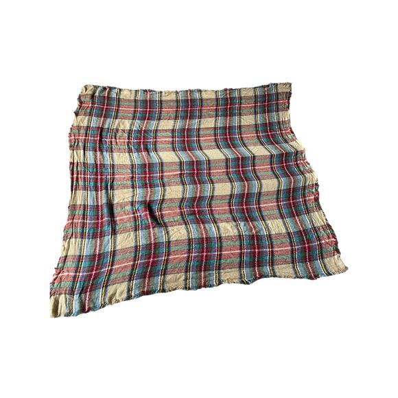 Plaid Blanket Chunky Scarf Unisex Classic red/blue/tan colors - Picture 4 of 4